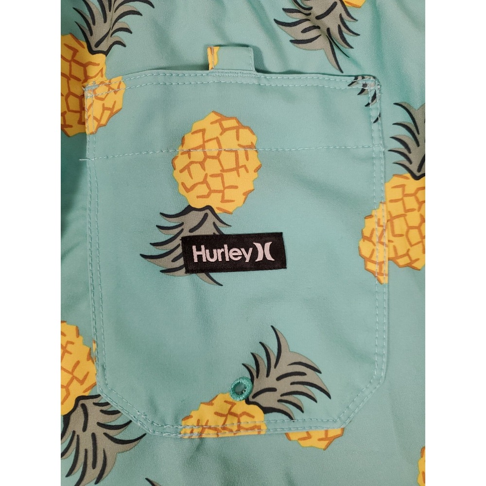 Hurley Windnsea Pineapple 2 Volley Green 17" Swim Trunks Boardshorts Size 2X - Picture 6 of 13